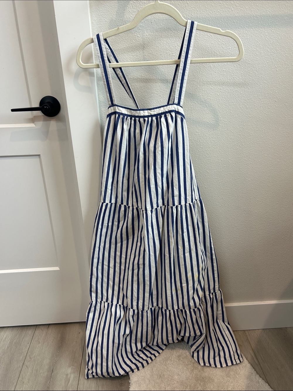 Universal Thread Blue & White Striped Tiered Maxi Dress